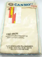 New Old Stock Cannon Two Standard Pillow Cases 20"x26 Off White