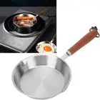 304 Stainless Steel Small Frying Pan Omelette Pan Open Skillet w/ Helper Handle