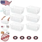 Functional 14" Steel Wire Baskets - 6 Pack Perfect for Freezer & Pantry Storage