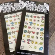 Vintage Nail Art Tattoos | Made In USA Boho Psychedelic 90’s Set Of 2 Packs