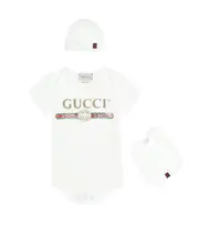 [Gucci Kids] Gucci Kids Cotton bodysuit, bib and hat set M 18-24 white