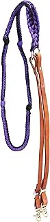 CHALLENGER Horse Nylon Hand Braided Roping Knotted Barrel Reins Leather Purple 607243