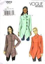 Vogue V9212 Misses 6 to 14 Lined Asymmetrical Jacket Uncut Sewing Pattern