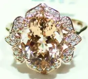 5.40CT 14K Gold Natural Morganite Round Diamond Vintage Halo Engagement Ring
