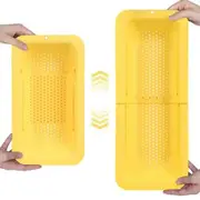 Over the Sink Colander Strainer Basket Wash Vegetables and Fruits Drain Cooked Pasta and Dry Dishes Kitchen Essentials- Yellow