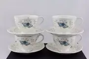 LENOX MEADOW BUTTERFLY CUPS AND SAUCERS SET OF 4 - NEW