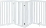 Unipaws Large Free Standing Dog Gate, Extra Wide Safety Wood Pet Gate, Extra Tall Indoor Foldable Dog Gate, Expands up to 203cm Wide 91cm, Doorway Pet Barrier, White