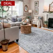 Extra Large Rugs Dusty Blue Allover Anti Slip Subtle Carpet Washable Kitchen Mat