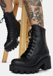 [Altercore] Ella Vegan Leather Lace-Up Boots