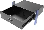 QiaoYoubang 3U Rack Mount Drawer with Locking Key Server Cabinet Case 12.7" Deep for 19 Inch Server Rack or Network Cabinet, Black