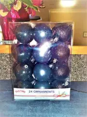 24 Pk 2" Black Christmas Balls, Shiny, Matte & Glitter New from Old Time Pottery