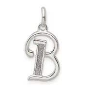 Sterling Silver Polished Glitter Enamel Letter B Initial Charm