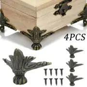 4?? Antique Brass Jewelry Chest Wood Case Box Decor Feet Leg Corner Protector