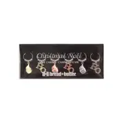 6pc Bread and Butter Alloy/Steel Santa/HO Wine Charms Drink Tag/Marker Set