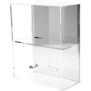 Plymor Acrylic Locking Case, Sliding Back, 1 Shelf Mirrored 12.75" x 10.25" x 5"