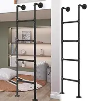 3.3-9.8FT Wall Mounted Metal Step Ladder for Home Loft, Bunk Bed Ladder Height Entrance Egress Ladder, Basement Window Well Egress Ladder Fire Escape Ladder for Attic Dorm Library(128cm/50in