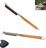 XUTONG Pizza Oven Brush with Wire Brush and Scraper Long Handle,Long Pizza Oven Brush Coconut Silk Bristles for Cleaning Brush,Outdoor Cooking Tool,Easy to Disassemble