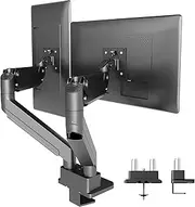 Claiks Heavy Duty Dual Monitor Arm for 15 to 35 Inch Flat and Curved Screens, One Arm Holds up to 20kg, VESA 75/100mm,Height Adjustable Screen Arm with Tilt Swivel Rotation, Black