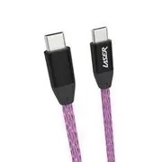 LASER LED USB-C to USB-C Braided Cable Rainbow 60W 1M - CB-RBLED1-139