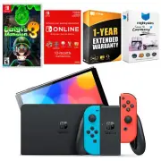 Nintendo Switch Red/Blue OLED + Luigi's Mansion 3 + NSO 1 Year Family Membership