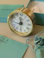 Vintage Tiffany & Co. Portfolio Brass Clock/Travel Comsat