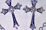 Cross Earring silver CZ Stud Cubic Zirconia White gold Religious quality New
