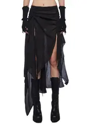 [DARKER WAVS] Compression Rope Lace-Up Midi Skirt