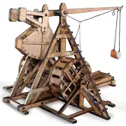 The Mini Counterweight Trebuchet with Wheel Europe Medieval Siege Chariot Cat...
