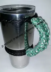 Paracord Handle for 40oz, 30oz & a 20oz Yeti, RTIC, & Ozark Trail Green Camo