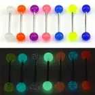 7PCS/Set Glow In The Dark Luminous Barbell Tongue Rings Body Piercing Jewelry QH