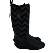 Muck Boots Women 8 Black Hale Print Chevron Neoprene Rain Boots Chore Barn