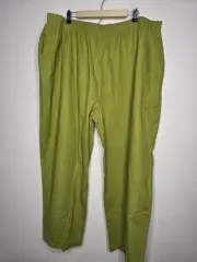 Lucy Yak Chartreuse Green Organic Cotton Linen Blend Pants 2XL NWT