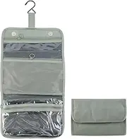 [Geoyien] Hanging Toiletry Bag, Travel Toiletry Bag for Men, with 4 Compartments, Foldable, Compact Size, Waterproof, Make Up Bags with Hooks for Men and Women, Gray, 23 x 17,5 cm, Fashion