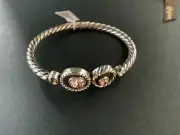 Brighton Halo Glow Hinged Bangle Silver Tone Crystal JB6623 SZ F NWT and bag