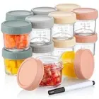 16-PK Glass Baby Food Storage Containers - 4oz with Lids Microwave/ Freezer Safe