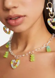 Lime Taken Charmer Clear Chain Necklace