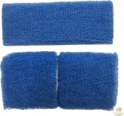 Tennis Terry Towelling Cotton Sweat Gym Wristband & Headband Set