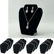 7TH VELVET 12 PCS Black Velvet Necklace Display,Jewelry Display for Selling and Shows,Necklace Easel Stand,Collapsible Jewelry Bust Display Stand