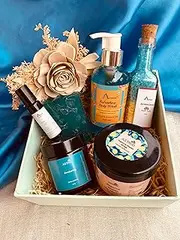 Cool Blue Spa Hamper, Mother's day, Citrusy, Lime, Herby, Set of 6, Face, Bath and Body Care, Wellness Spa hamper, Paraben and Sulphate free