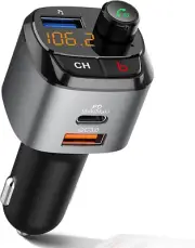 Pbuddy Original Bluetooth 5.0 FM Transmitter for Car, Qc3.0+Type-C PD 18W Wirele