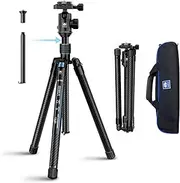 [SIRUI] Carbon Fiber Travel Tripod with E-10 360° Ball Head, 59.8” Compact Camera Tripod AT-125, Quick Release Reverse Folding Legs, Reversible Center Column, Max Load 17lbs - Traveler X-II