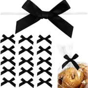 100 Pcs Mini Satin Ribbon Twist Ties Bows for Halloween Christmas Wedding Treats