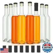 HINGWAH 16 OZ Clear Glass Bottles with Cork Lids and PVC Shrink Capsules, 500