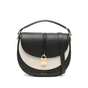 [Demellier] Demellier Small The Siena Saddle Half-moon Padlock Bag ONE SIZE BLACK/NEUTRALS