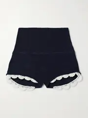 [Magda Butrym] Magda Butrym - Crochet-trimmed Cashmere Shorts - Blue - FR 40 FR 40 Blue