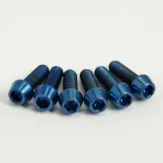 BLUE Titanium Stem Bolts- Set of six. Fit Road or MTB bars 6 x M5 16mm length