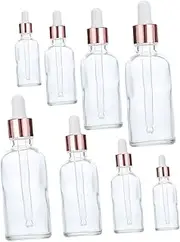 MOTHNUR 8Pcs Glass Dropper Bottles Portable Essential Oil Storage Bottles with Leak Covers for Travel for Oils Perfumes and Cosmetics