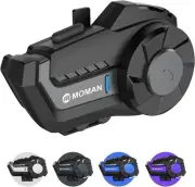 Moman Motorcycle Intercom, H2 Pro?1 Pack Black? Helmet Wireless 5.1 System with
