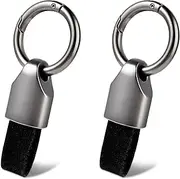 Abeillo 2 Pack Car Key Chain Clip, Key Fob Keychain Leather Keychain with Keyrings Zinc Alloy Buckle, Keychain Ring Holder Car Key Holder for Car Keys for Men and Women(Black), Black