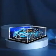 DK DISPLAYKING Acrylic Display Case for LEGO® Bugatti Chiron 42083 (Lego Set Not Included) with Theme Background, Black or White